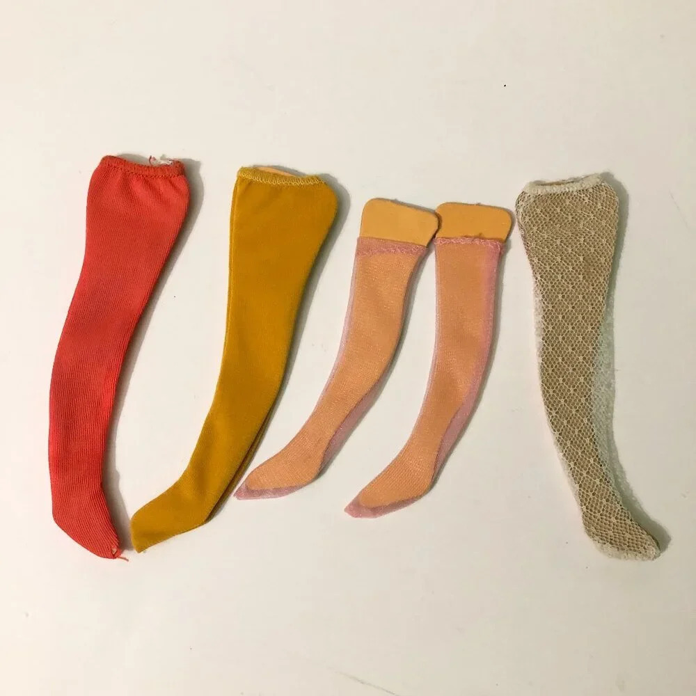 Lot of 4 Vintage Barbie Doll Stockings Pantyhose on Card Flaws